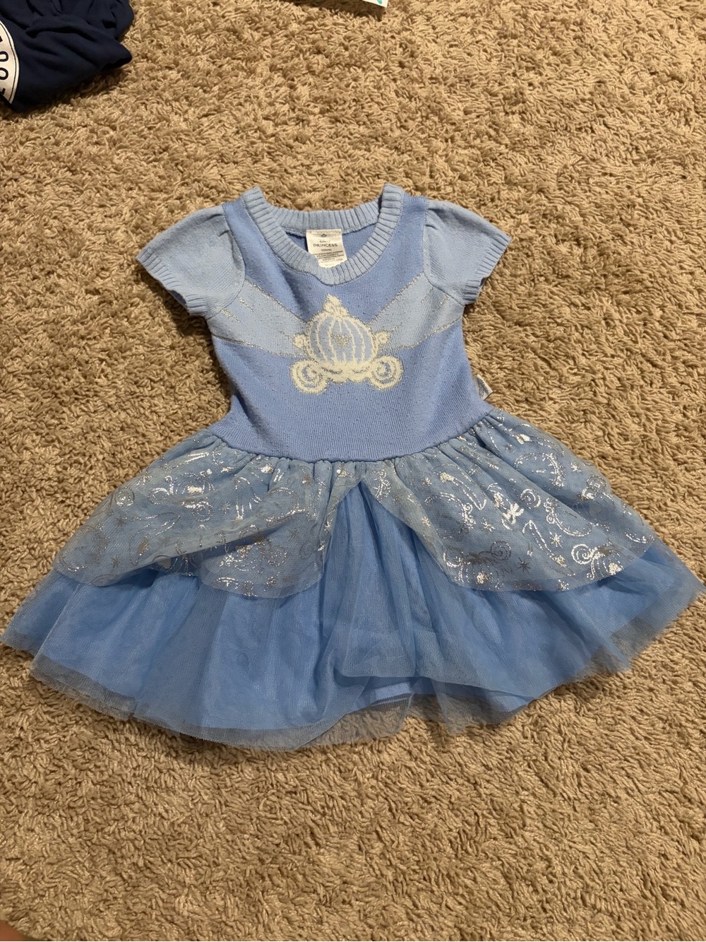 Disney Princess Cinderella Tutu Dress Girls 2T Blue Silver